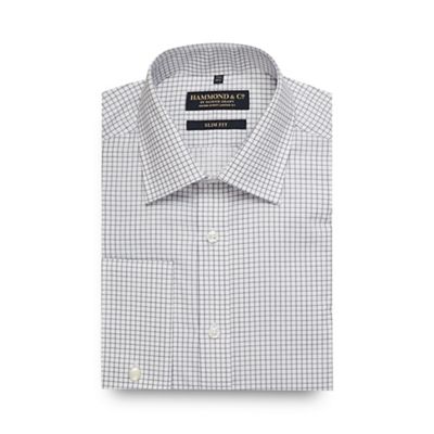 Hammond & Co. by Patrick Grant White mini check print slim fit shirt